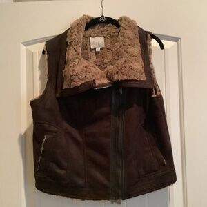 Autumn and Oak Faux Suede and Fur Vest